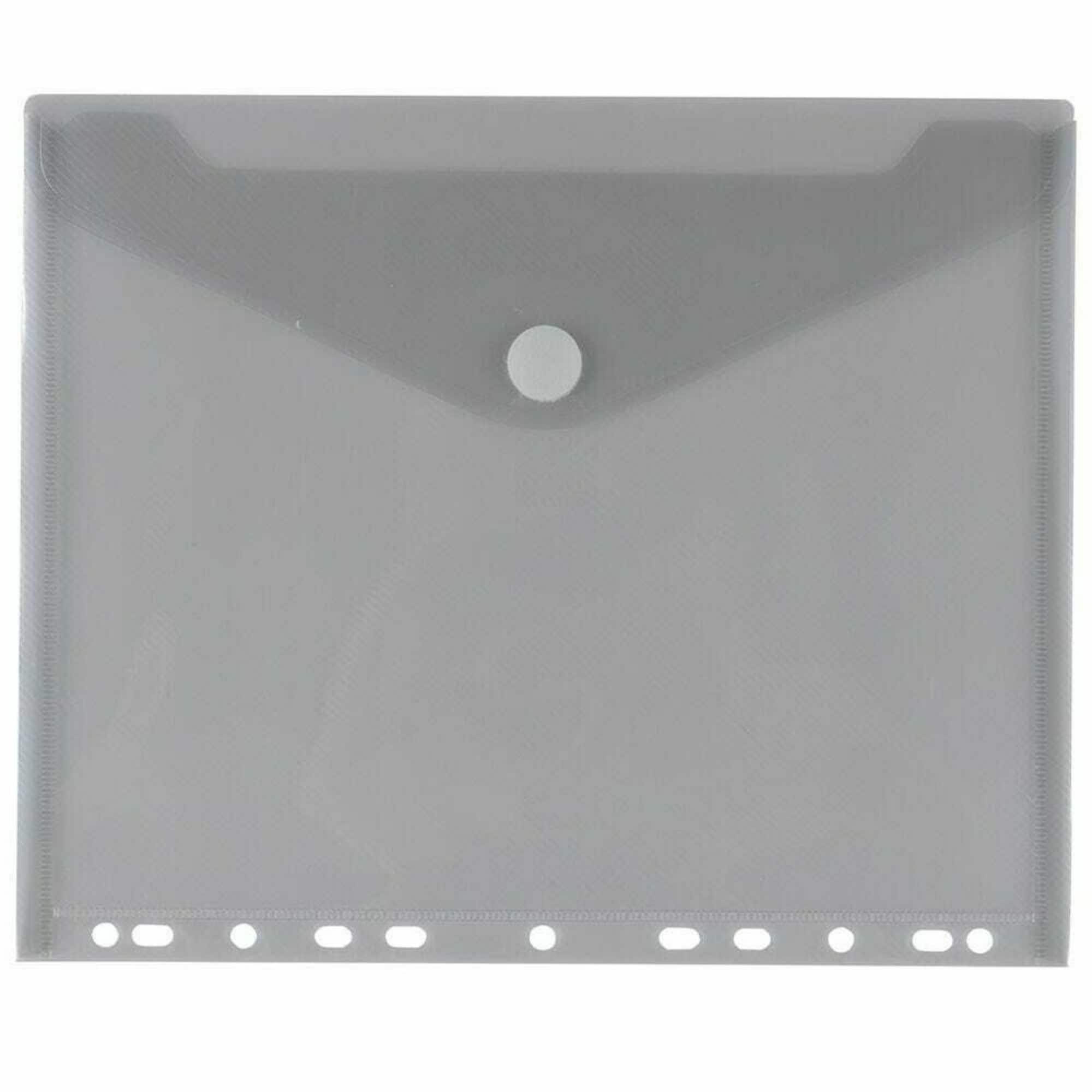 JAM Paper 9.75" x 13" Smokey Gray Plastic Hook & Loop Letter Booklet Envelopes, 12ct.